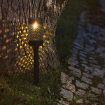 Juodos spalvos saulės energija veikiantis nerūdijančio plieno LED apšvietimas Star Trading Blace, aukštis 46 cm