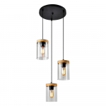 Kabantis šviestuvas juodos spalvos/natūralios spalvos ø 12 cm su stiklo gaubtu Wels – Candellux Lighting