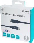 Kabelis DELTACO USB4 gen3, USB-C - USB-C, 5A EPR, juoda, 0,8m / USBC-4008M|USBC-4008M