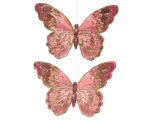 Kalėdinė dekoracija BUTTERFLY, rožinės sp., 18 x 12 cm, 2 vnt.