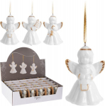 Kalėdinė eglės dekoracija ANGEL, baltos sp., 3 rūšys, 6 cm, 1 vnt
