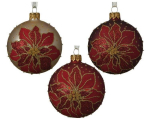 Kalėdinis eglės žaisliukas POINSETTIA, auksinės/raudonos sp., 8 cm, 1 vnt.