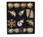 Kalėdinių eglės žaisliukų rinkinys DECORIS Xmas On The Stage Glitter, įvairių rušių, 25vnt