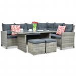 Kampinis baldų komplektas IBIZA + pufai grey