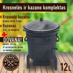 «Kazano krosnelė» komplektas: krosnelė kazanui 3mm, kazanas 12L (Namangan), samtis.