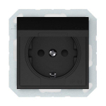 Kištukinis lizdas be rėmelio, Vilma QR1000, su įžeminimu ir užsklanda, IP44, matinės juodos sp.