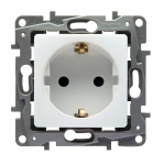 Kištukinis lizdas NILOE, su įžeminimu, baltos sp.