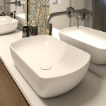 Komplektas: keraminis praustuvas Ravak UNI 500 O Slim su vandens maišytuvu