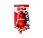 KONG® Classic su virve - guminis žaislas šunims su virve, raudonos spalvos