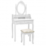 Kosmetinis staliukas su kėde WHITE 140x75x40 cm