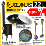 Krosnelės 16-22L Komplektas: Kazanas 22L - Leganas - Samtis - Kiaurasamtis