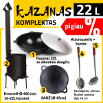 Krosnelės 16-22L Komplektas: Kazanas 22L - Sadž Ø45cm - Samtis - Kiaurasamtis