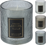 Kvepianti žvakė stikliniame indelyje COTTON, melsvos sp., 8 x 9 cm