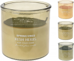 Kvepianti žvakė stikliniame indelyje SPRING VIBES, 3 rūšių, 12 cm