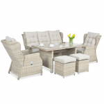 Lauko baldai BALTIMORE DINING BEIGE + pufai