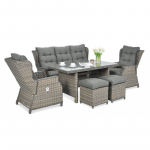 Lauko baldai BALTIMORE DINING MELANGE + pufai