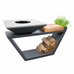 Lauko kepsninė su malkų dėtuve 4, anglies plieno paviršiumi, graphite