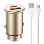 LDNIO C506Q USB, USB-C automobilinis įkroviklis + USB-C kabelis