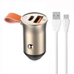 LDNIO C509Q USB, USB-C 30W automobilinis įkroviklis + MicroUSB kabelis