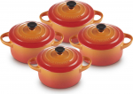 Le Creuset Kepimo ir serviravimo indas Mini Cocotte liepsnojančios oranžinės spalvos 250 ml 4 vnt.