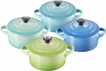 Le Creuset Kepimo ir serviravimo indas Mini Cocotte Metallics mėlynos ir žalios spalvos 250 ml 4 vnt.