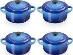 Le Creuset Kepimo ir serviravimo indas Mini Cocotte sodriai mėlynos spalvos 250 ml 4 vnt.
