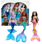 Lėlė undinėlė Arielė ir seserys, 3 lėlių rinkinys „The Little Mermaid Ariel Sisters Doll Set“, HND29