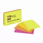 Lipnūs lapeliai POST-IT Super sticky, 149 x 98,4 mm, įvairios spalvos, 4 vnt./pak.