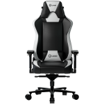 LORGAR Base 311, Gaming chair, PU eco-leather, 1.8 mm metal frame, multiblock mechanism, 4D armrests, 5 Star aluminium base, Class-4 gas lift, 75mm PU casters, Black + white|LRG-CHR311BW