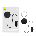 Magnetinis automobilinio telefono laikiklis Baseus CW01 prie ventiliacijos tinklelio su automobiliniu įkrovikliu USB-C, 15W + 25W (juodas)