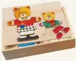 Medinė dėlionė-žaidimas "Aprenk mešką ir meškutį", 3+
