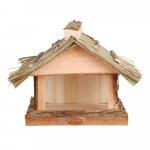 Medinė lesyklėlė su šiaudiniu stogu Esschert Design, aukštis 22,8 cm