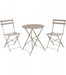 Metalinių lauko baldų komplektas BISTRO, 2 kėdės, 1 staliukas, rusvos sp.