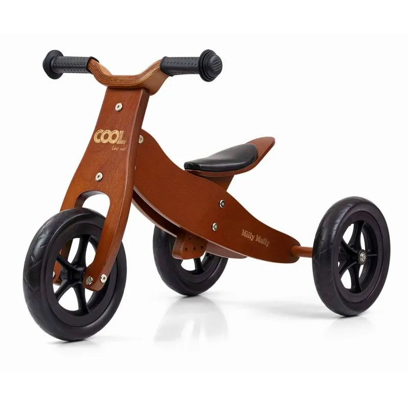 Milly Mally balansinis dviratukas/triratukas 2in1 Cool, Dark Natural