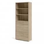 Modulinė knygų spinta natūralios spalvos iš ąžuolo 89x222 cm Prima – Tvilum