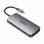 MOKiN 8in1 USB-C adapteris 3x USB 3.0 + HDMI + USB-C + VGA + SD kortelių skaitytuvas + "Micro SD" kortelių skaitytuvas (sidabrin