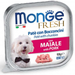 Monge Fresh paštetas su kiaulienos gabaliukais šunims : Pakuotė konservas - 100 g