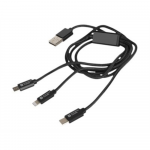 Natec | USB-A to Micro USB, Lightning, USB-C | NKA-1202 | 1 m | Black