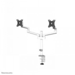 NEOMOUNTS SCREEN DESK MOUNT FOR TWO MONITORS, WHITE (CLAMP+GROMMET)