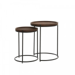 Odiniai apvalūs šoniniai staliukai, 2 vnt., ø 53 cm Jairo - Light & Living
