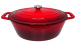 Ovalus emaliuotas ketaus puodas Zyle ZY036RKI, talpa 7,7 l, raudonas