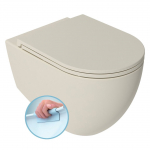 Pakabinamas INFINITY RIMLESS  wc su dangčiu, smėlio spalvos