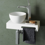 Pastatomas praustuvas PAA SilkStone DO 22 cm su balta lentynėle