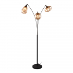 Pastatomas šviestuvas juodos spalvos/oranžinės spalvos (aukštis 200 cm) su stiklo gaubtu Lumina – Trio