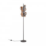 Pastatomas šviestuvas pilkos spalvos/auksinės spalvos (aukštis 155 cm) su stiklo gaubtu Bubble – Trio Select
