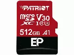 "Patriot Memory EP Pro PEF512GEP31MCX" atminties kortelė su adapteriu (512 GB; 10 klasės, A1 klasės, U3 klasės, V30 klasės; adapteris, atminties kortelė)