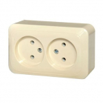 Paviršinis dvigubas kištukinis lizdas ALFA, be įžeminimo, smėlio sp.