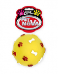 PET NOVA DOG LIFE STYLE Kamuoliukas su letenų ir kaulų raštu 7,5 cm geltonas
