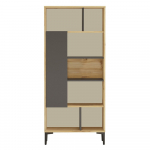 Pilka/natūrali knygų spinta 72x163 cm Eugene - Kalune Design