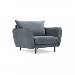 Pilkas aksominis fotelis Cosmopolitan Design Vienna